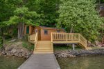 Lovely lakefront cabana with deck and permanent dock